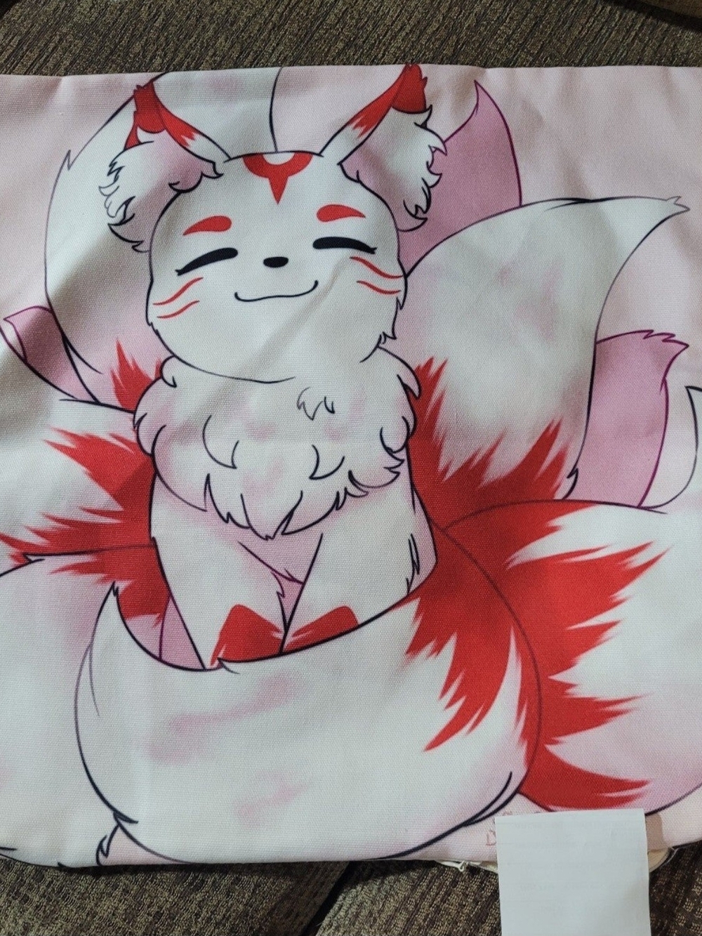 NWOT Anime Nine-Tailed Fox Throw Pillow Cover 15.5" x 15.5"